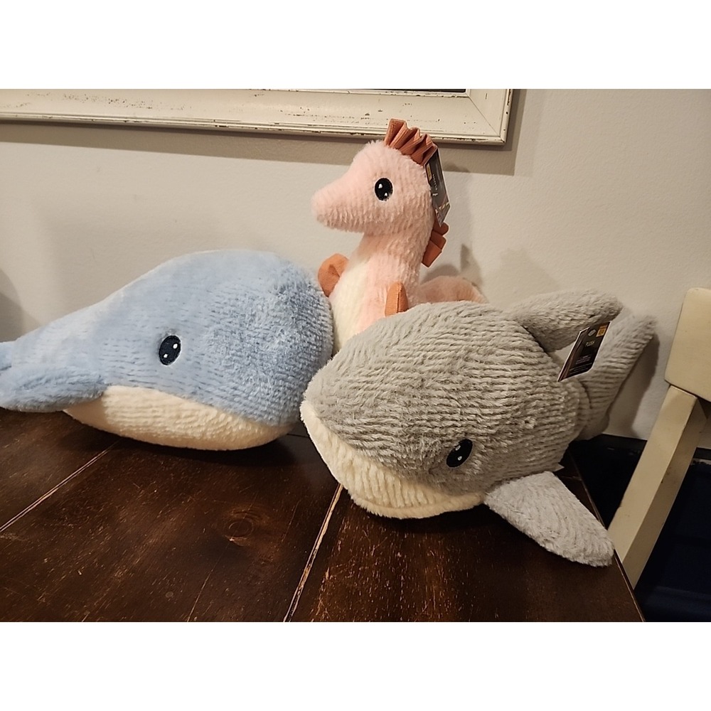 Hobby Lobby Whale Plush Lot Ribbed Shark Seahorse Ocean Nursery Brother Sister